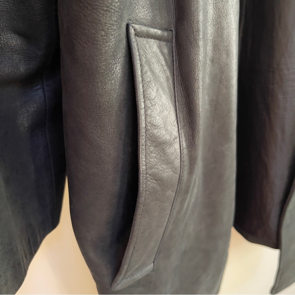 Banana Republic Black Long Line Genuine Leather Jacket, Women's Size XXL - Picture 8 of 10